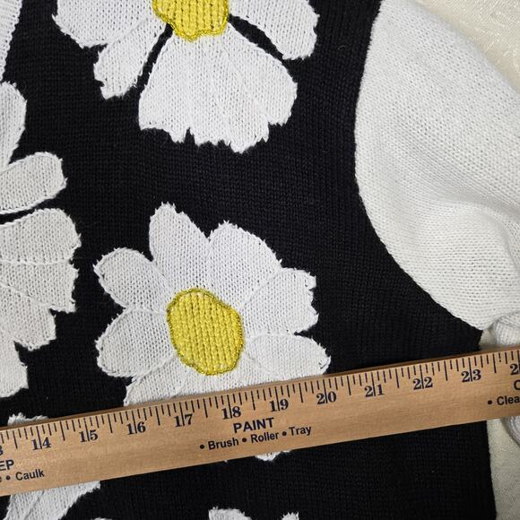 VTG Storybook Knits Cardigan Sweater sz 1X White Black Green Floral Colorblock - Picture 13 of 15